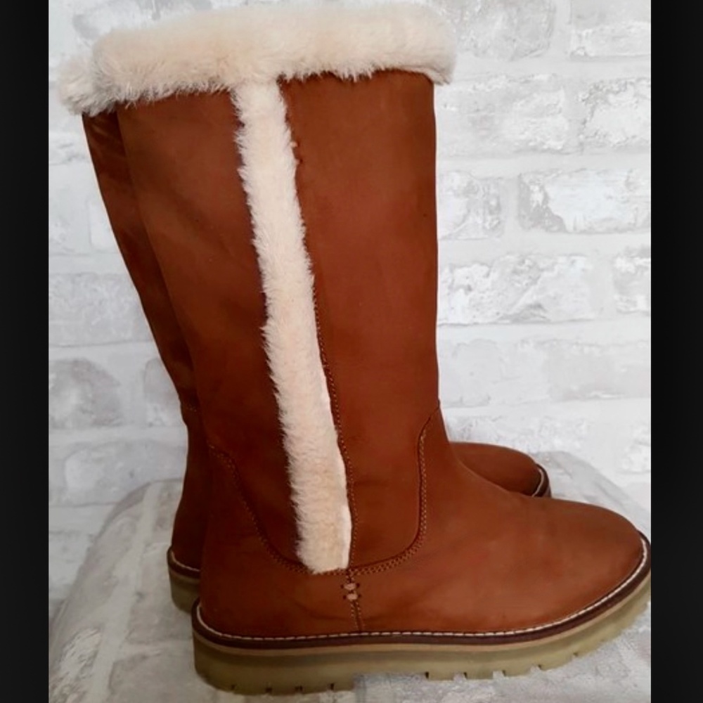 Zara girls brown leather lined tall boots - Picture 7 of 16
